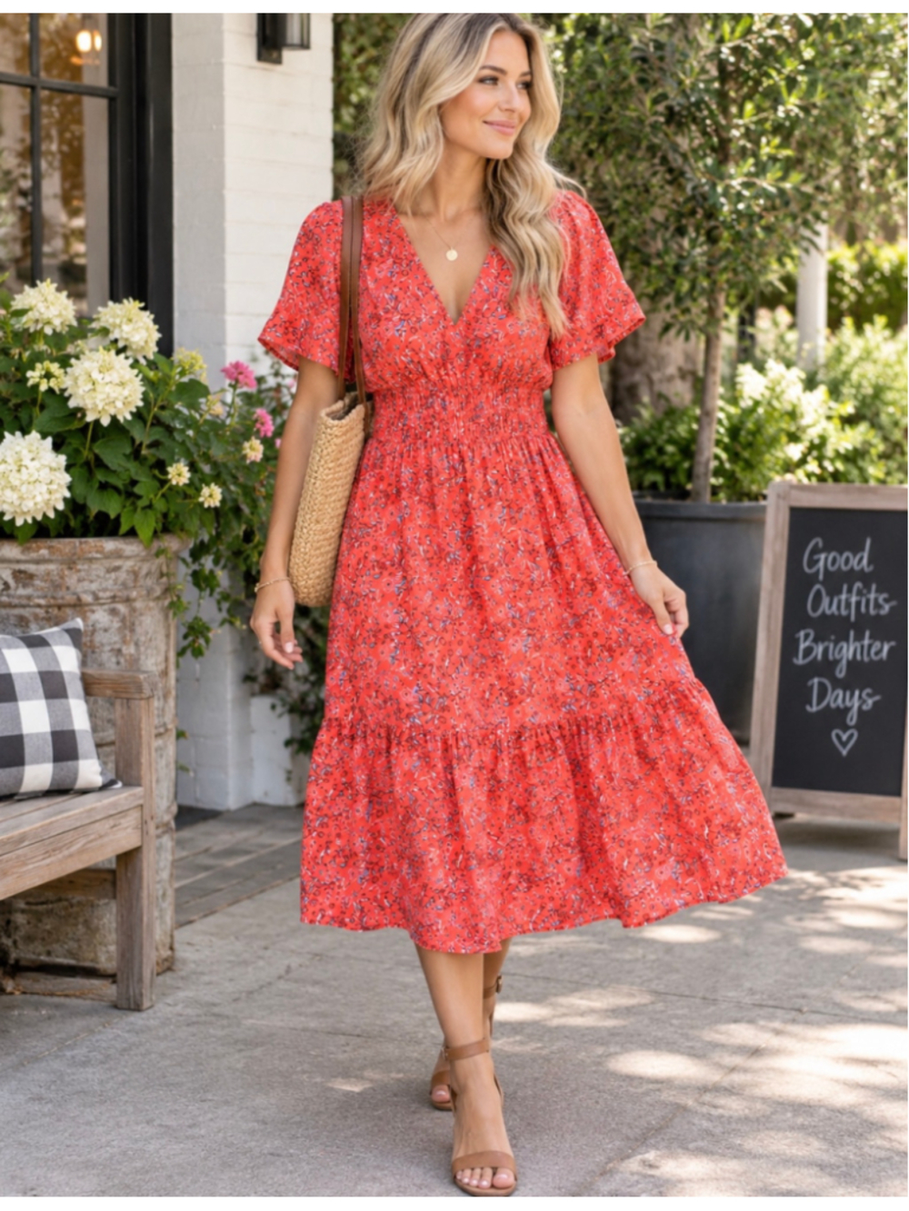 Women's J.Crew Collection Floral Midi Dress Red Blue Size 6